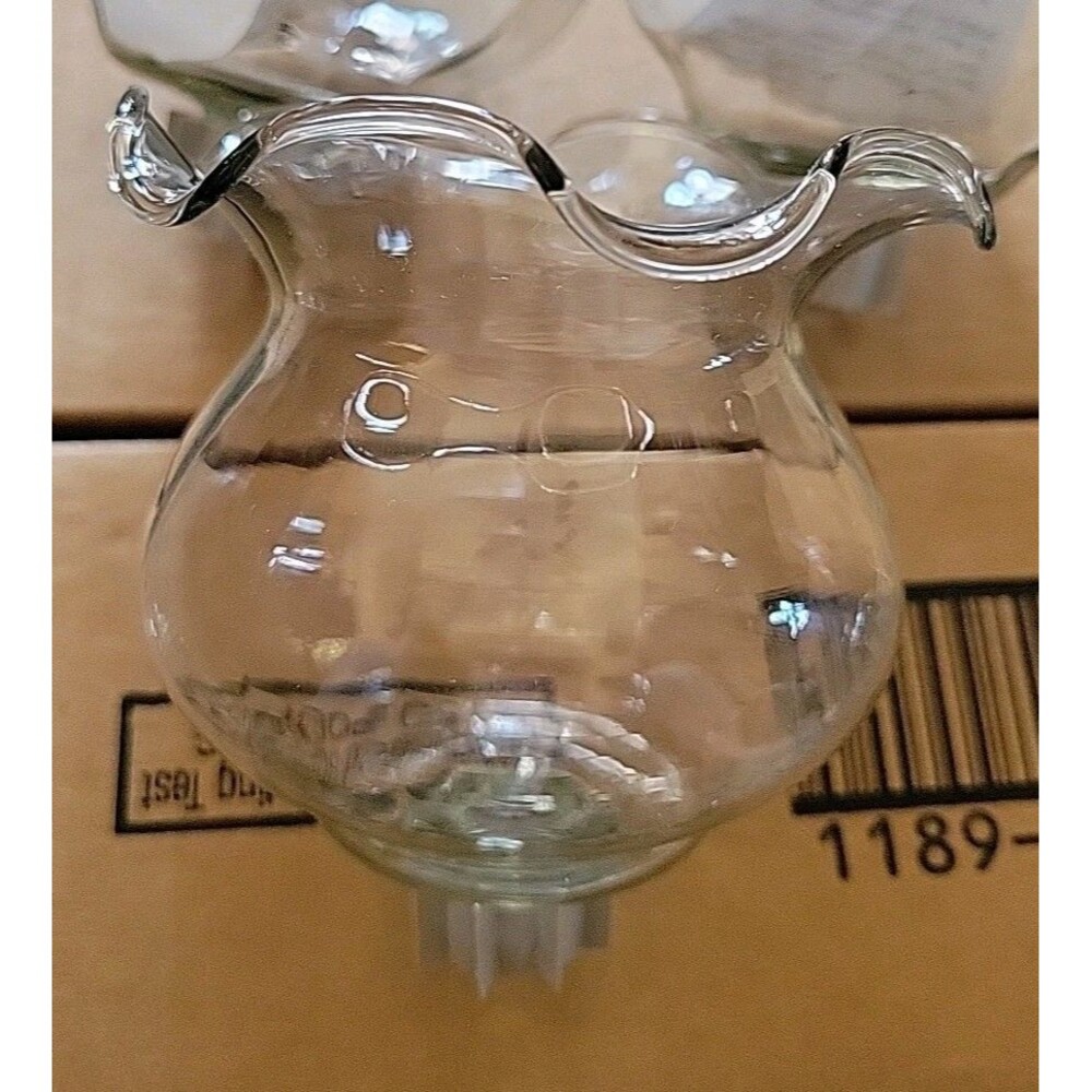 HOMCO Home Interior CLEAR FLUTED RUFFLED GLASS PEG VOTIVE CUPS Set of 4 Vintage